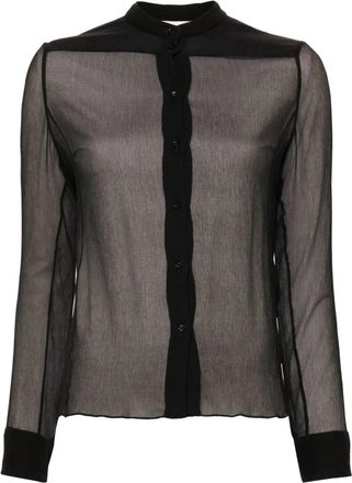 Chlo&eacute; Zijden Crepon Blouse - Dames - Overhemden - Blauw - M - Overhemden