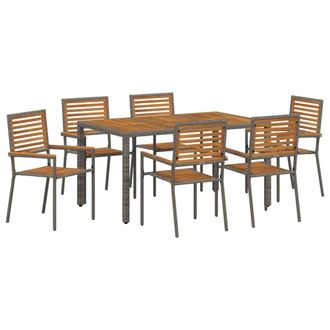 vidaXL Conjunto De Comedor De Jard&iacute;n 7 Pcs Gris Y Marr&oacute;n Vidaxl