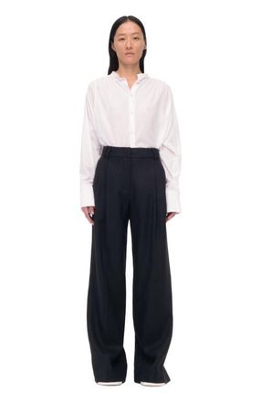 Another Tomorrow Pleated Trouser in Black at Nordstrom, Size 42 It
