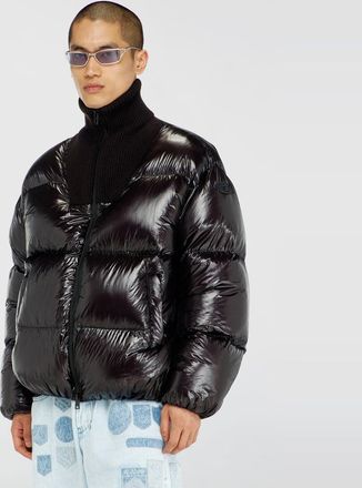 Diesel Down puffer jacket in ripstop with ribbed collar - Winter Jackets - Man - Black