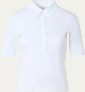 Akris Mixed-Media Short-Sleeve Polo Shirt
