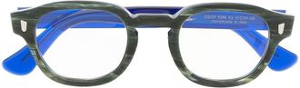 Cutler and Gross two-tone round glasses - unisex - Acetate - 47 - Green