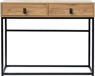 Calicosy Consola 2 cajones patas de metal efecto roble - JILL