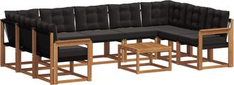 vidaXL Conjunto De Sof&aacute;s De Exterior 10 Uds. Natural Y Negro Vidaxl