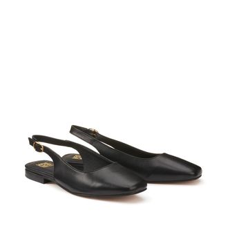 La Redoute Collections Leren slingback-ballerinas, platte hak