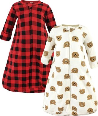 Hudson Baby Cotton Long-Sleeve Wearable Sleeping Bag in Brown Bear Long Sleeve at Nordstrom