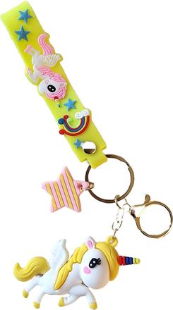 Generic Cute Cartoon Unicorn Keychain Key Ring Gifts For Girl (Yellow)