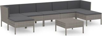 vidaXL Set De Muebles De Jard&iacute;n 8 Pzas Y Cojines Rat&aacute;n Sint&eacute;tico Gris Vidaxl