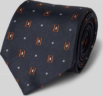 HUGO BOSS Seidenkrawatte mit Allover-Muster in Marine, Größe 1