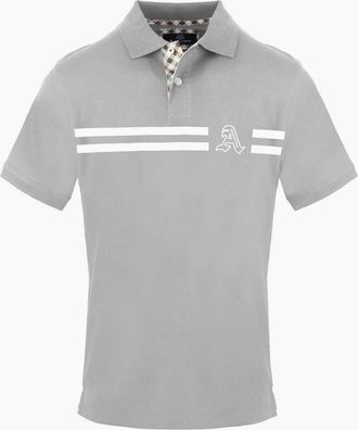 Aquascutum Mens Collared Neck Short Sleeve Polo Shirt - Grey - Size: 2X large