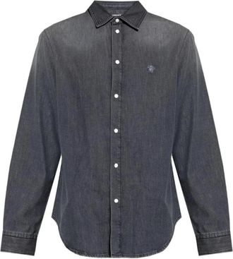Versace Washed Denim Casual Shirt - Heren - Casual Overhemden - Grijs - L - Denim - Overhemden