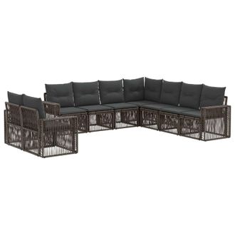vidaXL Conjunto De Sof&aacute;s De Jard&iacute;n 9 Pcs Gris Y Gris Oscuro Vidaxl