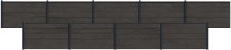 vidaXL Panel De Valla 9 Pcs Wpc Y Aluminio Negro Vidaxl
