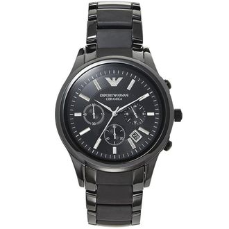 Emporio Armani AR1452 Mens Chronograph Watch Ceramica Black - One Size