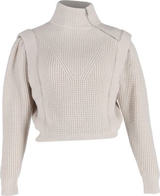 Iro Iro Macky Waffle-Knit Half-Zip Sweater in Cream Acrylic