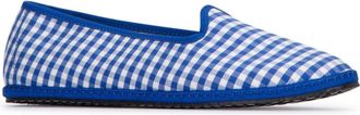 Vibi Venezia Womens Gingham Canvas Flat Blue Cotton