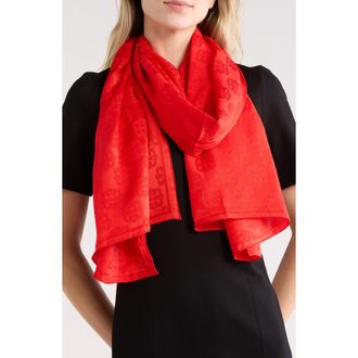 Givenchy 4G Baroque Silk Jacquard Skinny Scarf in Vermilion at Nordstrom Rack