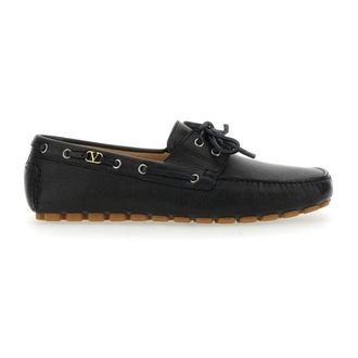 Valentino Garavani Sailor Shoes, male, Black, Size: 7 1/2 US Leather Loafers