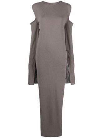 Rick Owens cape-sleeve knit dress - women - Recycled Cotton - S - Grey