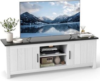 Costway 57 TV Console Table 2 Doors TV Stand for TVs up to 65 Black