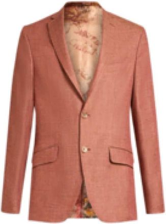 Etro Bruine Linnen Blazer Klassieke Stijl - Heren - Blazers - Bruin - 2XL - Linnen - Jassen
