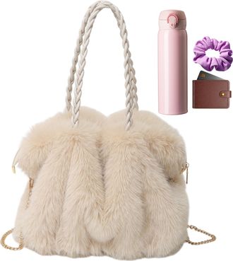 Generic Winter Bags Women - Large Outdoor Adjustable Plush Pouch with Detachable Strap - Plush Handbag Women | For Fashion Outings Hiking Outdoor Travel Work 