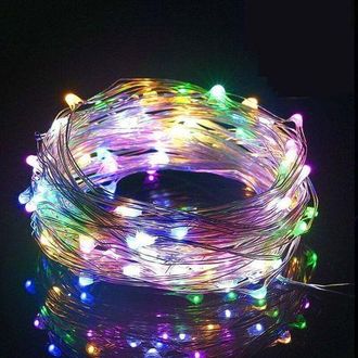 OEM Guirnalda De Luces Exteriores De 100 Led, 10 M, Funciona Con Pilas, Con Mando A Distancia Y Temporizador Para Interiores, Ideal Para Terrazas, Pascua,