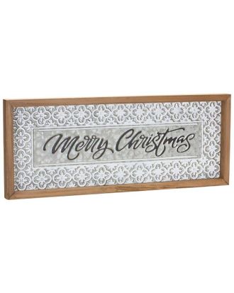 Melrose International Set Of 2 Ornate Metal Merry Christmas Sign