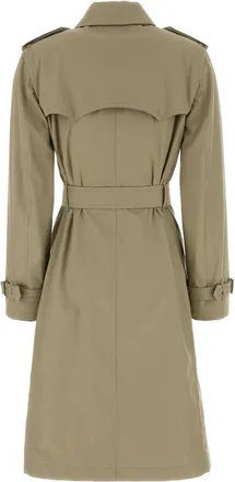 Burberry Womens Khaki Gabardine Trench Coat Saltmarshbeige