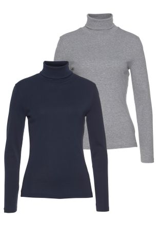 Flashlights Rollkragenshirt 2er-Pack, Langarm, sehr figurbetont, aus Feinrippstoff, aus 100% Baumwolle