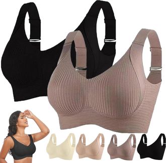 Generic Comfort Bras for Women UK 2 Piece Non Wired Sports Padded Wireless Adjustable Older Support Lift Underwear Full Coverage Everyday High Impact Large Mi