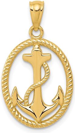 Diamond2Deal 14k Yellow Gold Polished Anchor Rope Oval Pendant