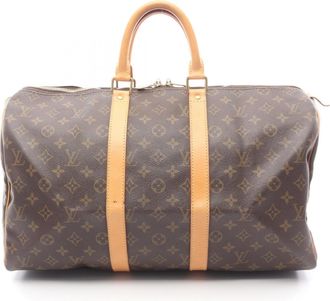 Louis Vuitton Brown Coated Canvas Leather Boston Bag (Pre-Owned)