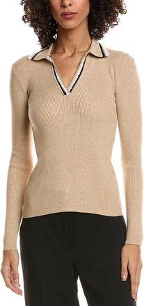 T Tahari Collar Rib Polo Sweater