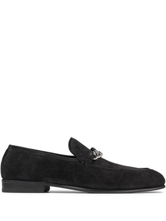 Jimmy Choo London Marti Reverse suede loafers - men - Calf Leather/Calf Leather/Metal/Lambskin/Salpa - 42 - Black
