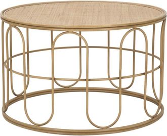 Mauro Ferretti Mesa auxiliar de hierro y madera marrón ø 80x50 cm