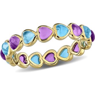 Delmar Blue Topaz & African Amethyst Heart Eternity Band Ring in Purple Multi at Nordstrom Rack, Size 5