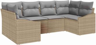 vidaXL Garden Sofa Set 6 pcs Beige and Light Grey Poly Rattan vidaXL