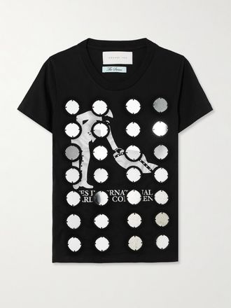 Conner Ives T-shirt In Jersey Di Cotone Stampato Con Decorazioni - Nero