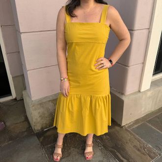 Pinch Design Back Tied Sleveeless Maxi Dress In Golden Yellow