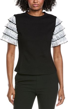 Gracia Round Neckline Tiered Short Sleeve Top