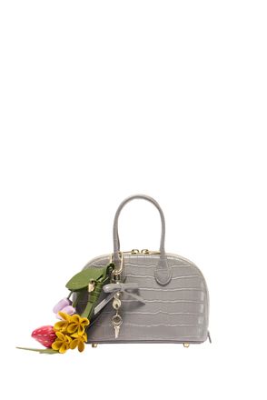 Self Portrait Crocodile-Embossed Structured Handbag with Decorative Floral Charms