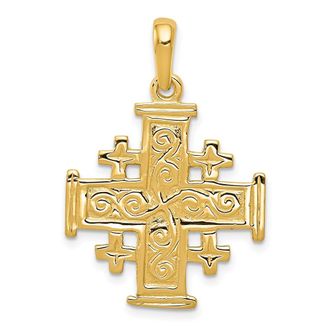 Diamond2Deal 14k Yellow Gold Jerusalem Cross Pendant