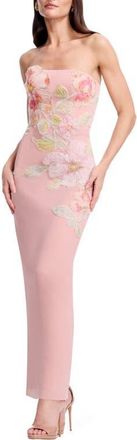 Dress The Population Viviana Sequin Floral Strapless Column Gown in Blush Multi at Nordstrom, Size Xx-Large
