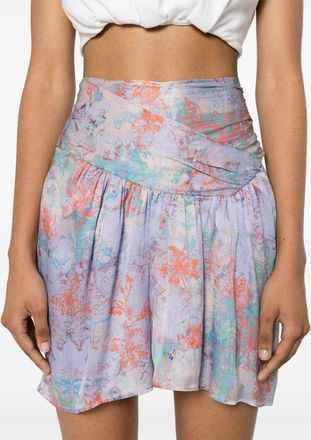 Iro Womens Floral Print Silk Mini Skirt - Light Grey - Size EU 36 (Womens)