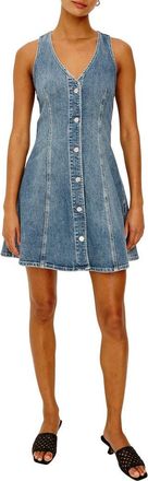 Rails Anaheim Sleeveless Fit & Flare Denim Minidress in Heritage Blue at Nordstrom, Size Xx-Small