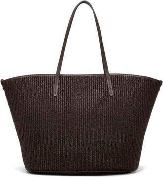 Brunello Cucinelli Womens Dark Brown Woven Tote Bag