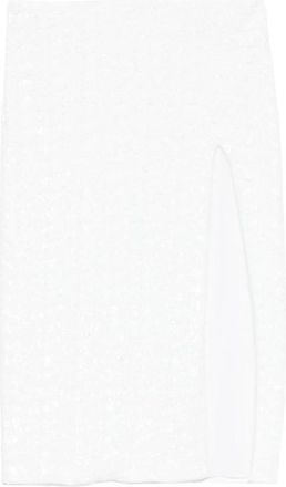 Os&eacute;ree Sequin-embellished Side-slit Midi Skirt