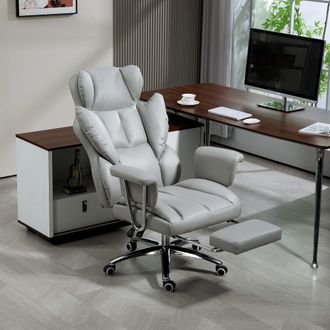 STILVORA Sedia Da Ufficio Ergonomica, Schienale E Altezza Regolabili, Girevole Con Poggiapiedi, Imbottita, Grigio Chiaro