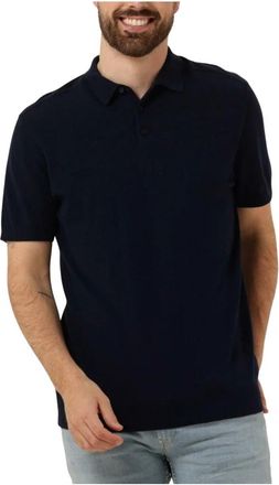 Selected Navy Gebreid Polo Shirt - Heren - Polos - Blauw - 2XL - Tops